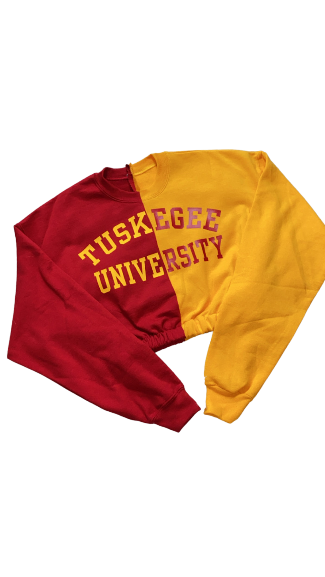 CUSTOM SPLIT COLOR CROP CREWNECK *FULLY SOLID*